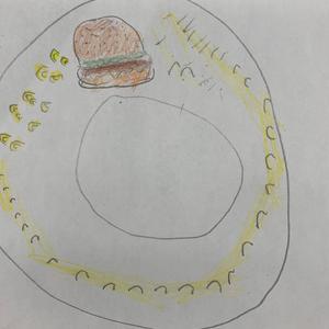 its mac and cheese and a hamburger