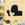 A silhouette of a man eating from a spoon.