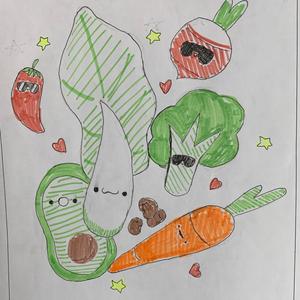 Vegetables with sunglasses.