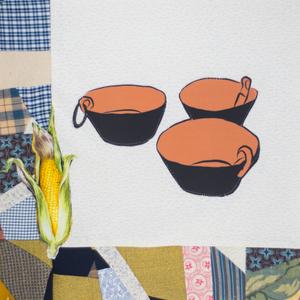 Three black pots.